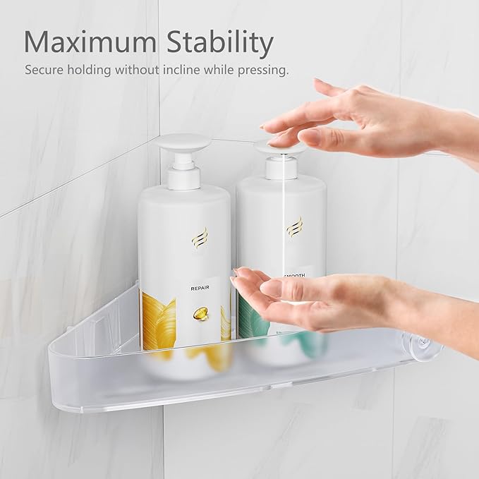Sotfamily Shower Caddy Corner, 4 Pack Adhesive Corner Shower Shelves for Bathroom Organizers and Storage, Rust Free Plastic Rack for Bathroom Accessories & Decor, Crystal