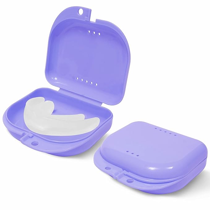 Retainer Case - Pack of 2 - Odorless Mouth Guard Case-Retainer Holder-Ventilated, Durable & Hygienic Night Guard Case for Carrying and Protecting Braces, Partial Dentures & Aligners-3.14 x 3.14 x 1.1
