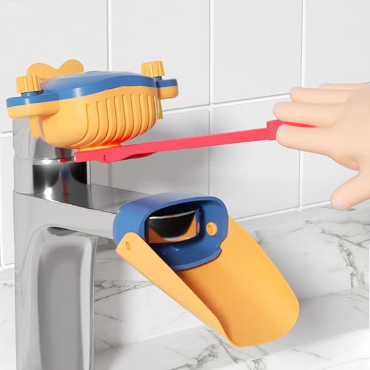 Faucet Handle Extender Set, Faucet Extender for Kids Child Sink Extender Kids Hand Wash Helper Faucet Extender for Bathroom Sink-Blue Yellow
