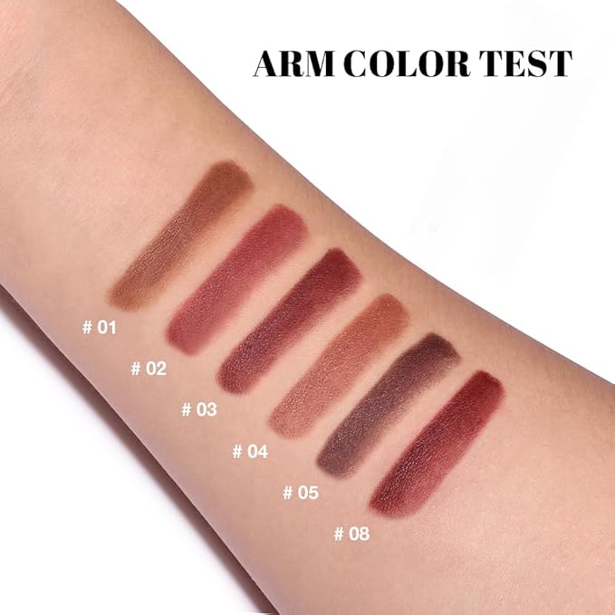 evpct 6Pcs Warm Red Brown Nude Maroon Dark Wine Gradient Matte Lipstick Lip Liner Crayon Combo Pencil Set for Women, Longwear Cream Lipliner and Lipstick Combo Makeup, Flawless Lip Bar Ombre Effect