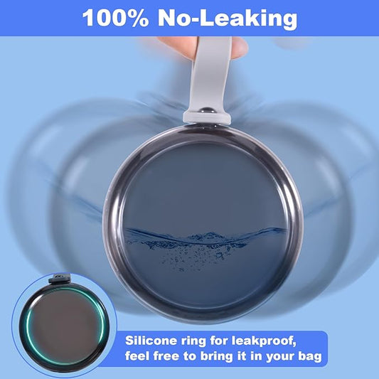 Denture Case, Leak Proof Denture Bath Cup for Travel, Denture Container Cups for Soaking Full & Partial Dentures, Retainers, Denture Cleaning Kit Holder Box with Denture Cleaner Brush-Grey