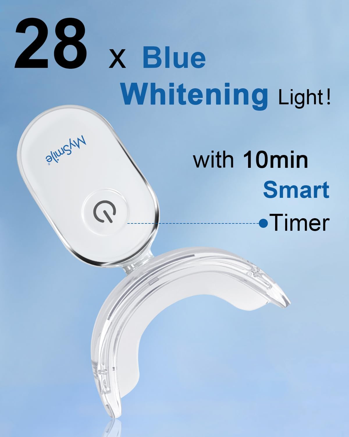 MySmile Teeth Whitening Accelerator Light, 28 LED Blue Light, Each 10 Minutes, USB Charger, Mouth Trays, 1 Pcs LED Light & 4ml Gel