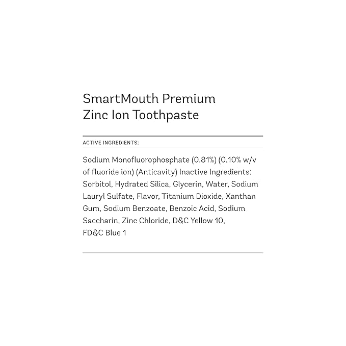 SmartMouth Premium Zinc Ion Toothpaste - Whitening - with Fluoride - Refreshing, Anti-Cavity Toothpaste for Adults - Strengthens Enamel - Mild Mint Flavor, 6 oz (2 Pack)