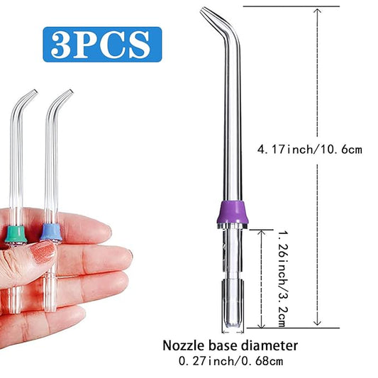 3 Pcs Replacement Heads for Waterpik Water Flossers Other Brand Oral Irrigators,Replacement Tips for Waterpik Water Flosser(Blue Purple Green)