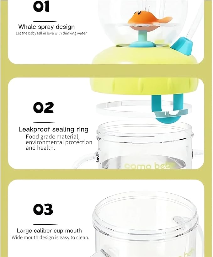 Drinking Cup with Whale Squirt - 2023 New Cute Whale Spray Water Cup, BPA Free Leak Proof Straw Cup Sippy Cups Kids Non Spill Water Bottle Weighted Straw Cups (220ml/Pink)