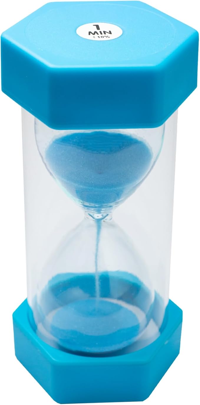 Sand Timer for Kids - 1 Minute Blue - 5 inches Hour Glass Acrylic Covered Clock for Classroom, Home & Kids Room - Medium-Single Pack