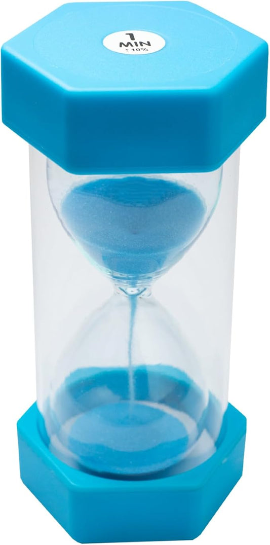 Sand Timer for Kids - 1 Minute Blue - 5 inches Hour Glass Acrylic Covered Clock for Classroom, Home & Kids Room - Medium-Single Pack