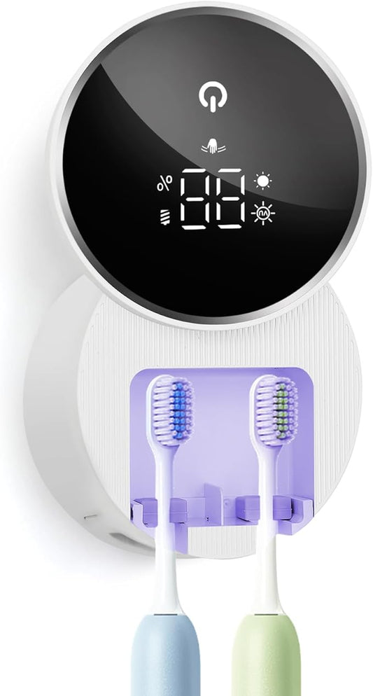 Toothbrush Holders for Bathroom, WONICO Toothbrush Sanitizer Holder, Tooth Brush Wall-Mounted Cleaner Organizer with Auto-Inductive Cover, Air Drying Fits Most Electric, Manual and Kids’ Toothbrushes