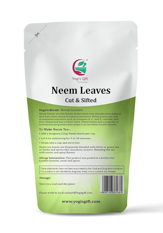 Neem Leaf 4 oz | 100% Natural Detox Neem Tea | Cut and Sifted | Azadirachta Indica Leaf | Margosa Leaves | Non-GMO, Ethically Sourced | Nim Leaves | by Yogi's Gift®