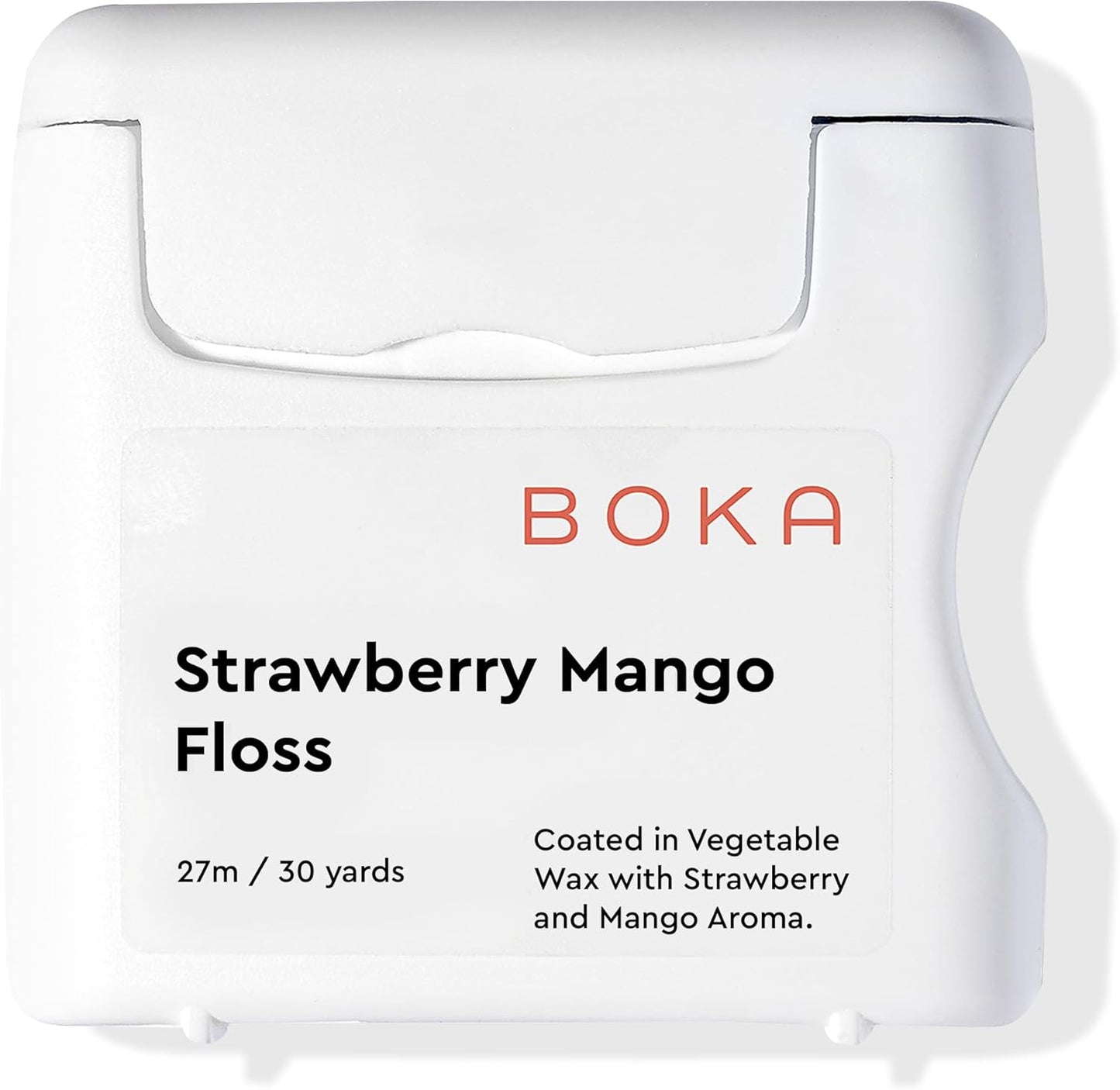 Boka Strawberry Mango Expandable Woven Dental Floss, Made from Natural Vegetable Wax, Teflon-Free, 30 Yards of Waxed Floss (Pack of 1)