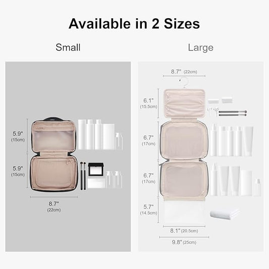 LEVEL8 Travel Toiletry Bag for Men Women, Water Repellent Shaving Bag for Toiletries Accessories, Storage Bags with Divider and Handle, Small/Black