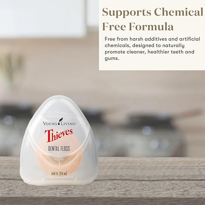 Young Living Thieves Dental Floss | 164 ft | Infused with Thieves Essential Oil Blend | Natural Waxed Floss for Daily Oral Hygiene, Fresh Breath, and a Naturally Clean Feeling | 2 Pack