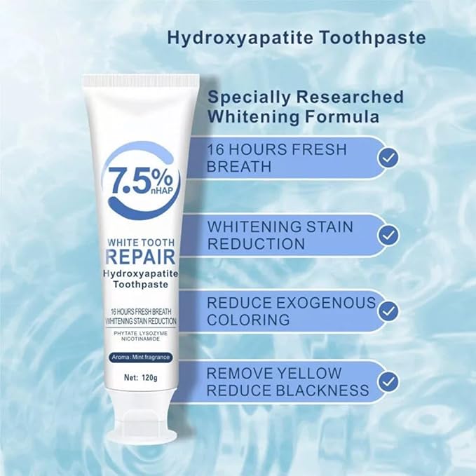 Enamel Repair Toothpaste with Hydroxyapatite - Strengthens Teeth, Fights Sensitivity, Fresh Mint Flavor for Daily Oral Health