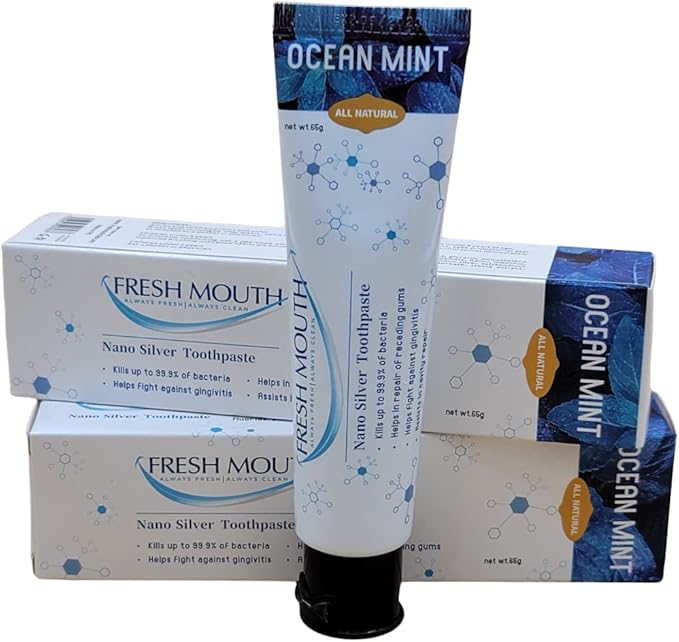 Fresh Mouth Nano Silver Toothpaste Ocean Mint 2.29oz (Single pack)- Improved Formulation