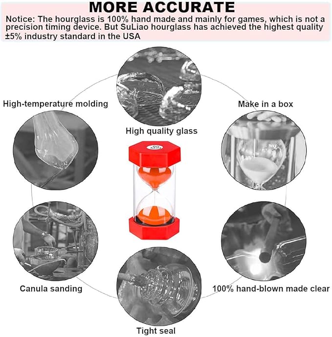 SuLiao Hourglass Timer: Plastic Sand Clock 30 Minute, Large Red Sand Watch 30 Min, Hour Glass Color Sandglass Timer for Kids, Games, Classroom, Kitchen, Decoration