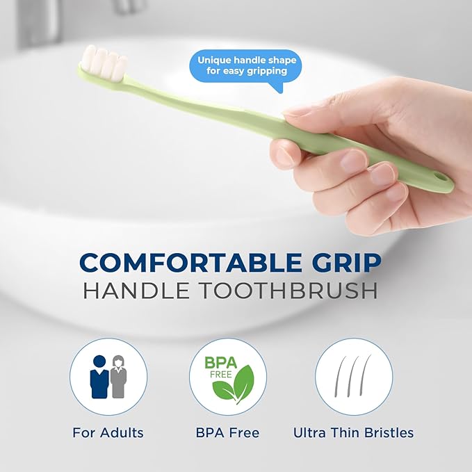 Extra Soft Toothbrushes for Adults Sensitive Gums, Upgraded 20000 Soft Micro Nano Bristles Toothbrush with 8 Holes, Compact Small Head Portable Toothbrush for Pregnant Women, Elderly (6 Pack)