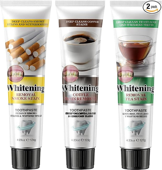 Whitening Toothpaste 3 Pack, Removes Coffee Tea and Tobacco Stains, Fluoride-Free Toothpaste for Sensitive Teeth, Enamel Repair & Deep Clean Mint Fresh Breath