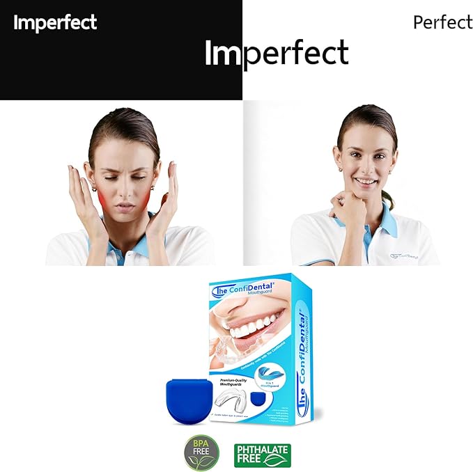 The ConfiDental - Pack of 4 Moldable Mouth Guard for Teeth Grinding Clenching Bruxism, Sport Athletic, Whitening Tray, Including 2 Regular and 2 Heavy Duty Guard (2 (LLL) Regular 2 (II) Heavy Duty)