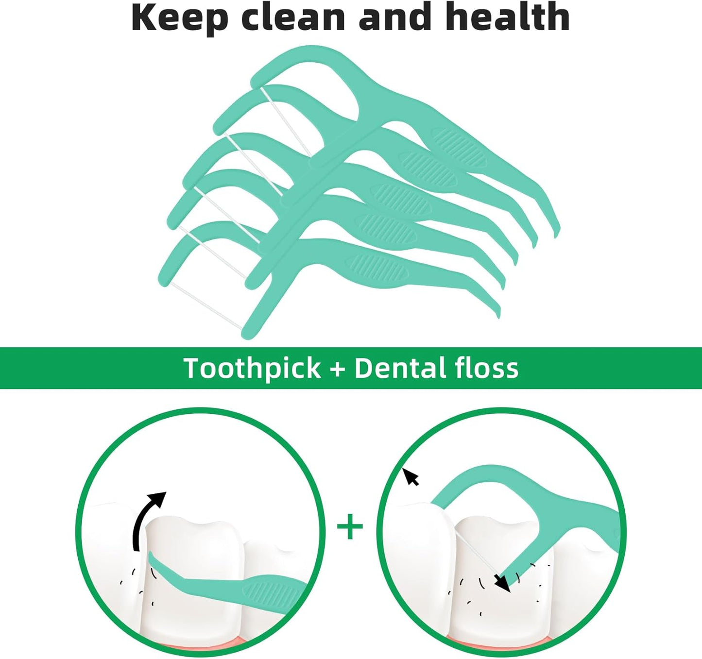 RAZOKO Dental Floss Picks | Toothpick, Shred-Resistant Floss, Easy Grip Handle, Fresh Mint Flavor, 75 Count (Pack of 3)