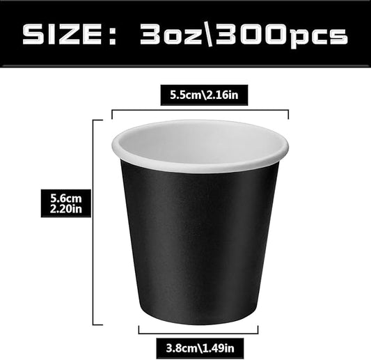 300 Pack 3oz Black Paper Cups, Mouthwash Cups, Disposable Bathroom Cups, Disposable Cups 3oz Ideal for Bathroom, Halloween, Birthday Party, Picnic and BBQ