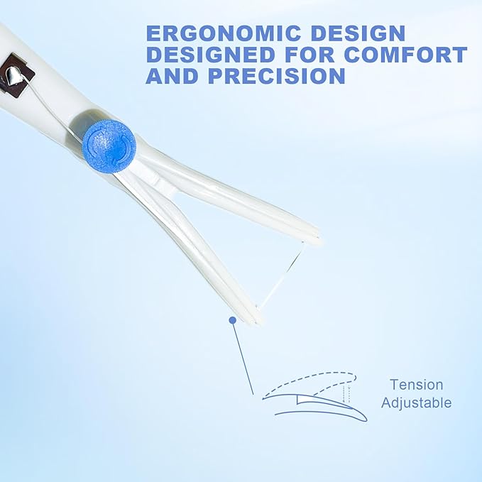 The Floss Advances - Dental Floss Holder, Tension Adjustable Interdental Flosser, Reusable and Refillable Handle with Preloaded Floss 66 ft/ 20 m - (1 Handle + 1 Extra Spool of Different Material)