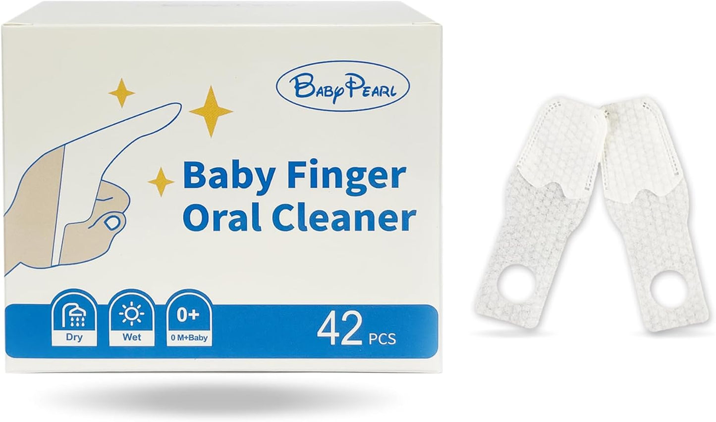 Baby Tongue Cleaner Newborn Finger Toothbrush, 42 Count Disposable Wet and Dry Use Baby Mouth Cleaner, Newborn Oral Care Clean 0-36 Months Toddler Teeth, Gums, Tongue Coating