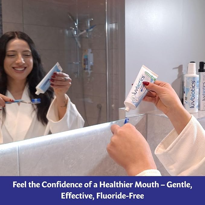 Luv Biotics Original Mint Toothpaste with Oral Probiotics & Xylitol – Fresh Breath, Cavity Protection, Microbiome Support & Healthy Gums – No Sulphates or Parabens - 3 x 75ml