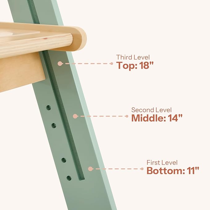 HARPPA Nordi Foldable Toddler Kitchen Tower, Montessori Kitchen Stools Helper, Standing Tower with 3 Adjustable Heights, Suitable Age for 2-6 Years, Sage