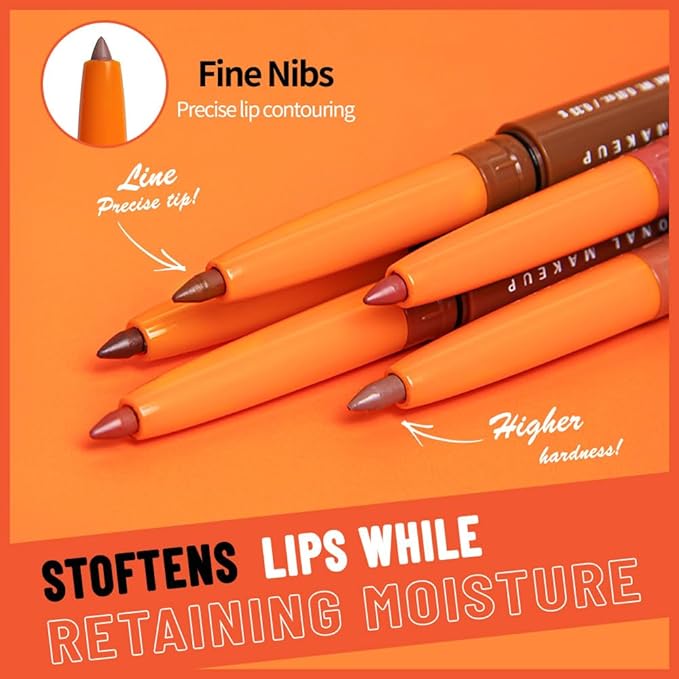 Matte Lip Liner Pencil for Shaping Lips, Retractable Creamy Brown Crayon LipLiner Pencil, Long Lasting Waterproof Lipstick Lip Liner Makeup, Vegan Beauty 06#