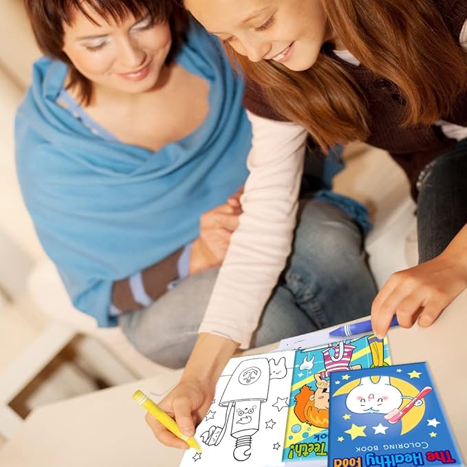 ArtCreativity Dental Coloring Book Kit for Kids - Includes 12 Mini Coloring Books and 12 Boxes of 4 Crayons Each - Fun Birthday Party Favors, Party Supplies, Great Gift Idea for Boys & Girls.