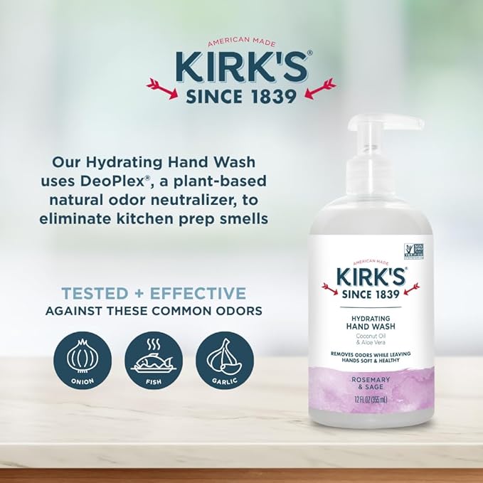 Kirk's Hydrating Hand Wash - Made with Coconut Oil and Aloe Vera, With Odor Neutralizing Technology To Help Eliminate Odors, Non-GMO, Vegan, Variety Pack, 12 Fl Oz. 4 pack
