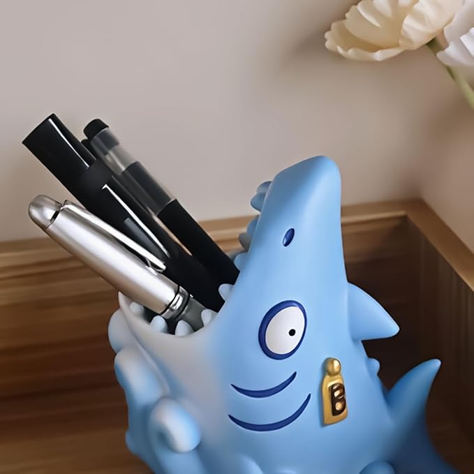 Bathroom Shark Accessories | Cute Resin Toothbrush Holder | Compact Bathroom Storage Organizer | for Kids Boys Girls Adults Home Sink Countertop Kitchen Washroom Decoration