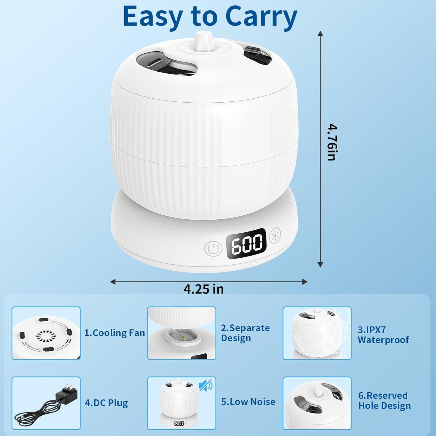 2025 Upgraded Ultrasonic Retainer Cleaner Machine,Separate Retainer Cleaner for Night Guards, Braces, Aligner, Jewelry, 4 Modes Denture Cleaner & Removable Base and Top Cover(White)