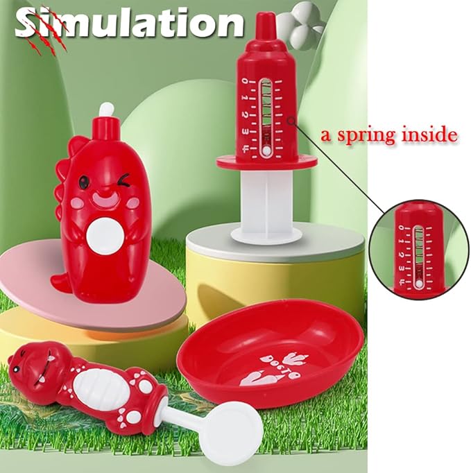 10PCS Plastic Dinosaur Simulation Dentist Play Set Animation Medical Kit Pretend Toy for Kids Hygienic Habbit Cultivation Role Play Game for Children 5 Models 4 Colors OPP Bag Packaging (Purple)