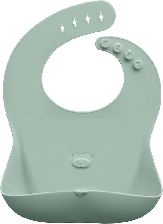 Abiie Ruby Wrapp Silicone Bibs for Babies with Front Pocket - Waterproof Bib - Stain Resistant - Silicone Toddler Bibs