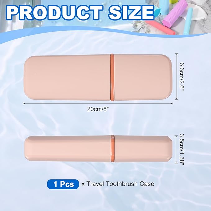 uxcell Travel Toothbrush Case, 7.9x2.6x1.4 Portable Travel Toothbrush Holder with Flat, Plastic Toothpaste Container for Bathroom, Gym, Business Trip, Camping, Pink