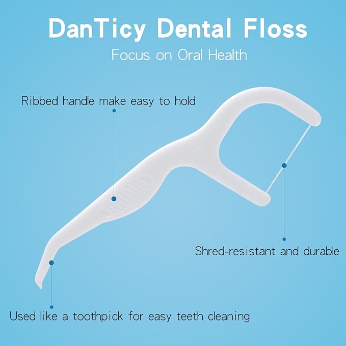 Dental Floss Picks Extra Strong Professional Clean Flosser Picks | Toothpicks for Adults | Easy Grip Handle | Fresh Mint, 50 Count