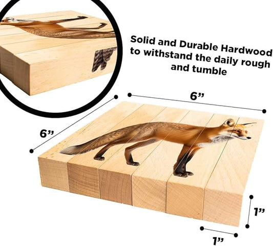 Wooden Animal Chunky Puzzles for Toddlers 2+ Years - Montessori 4 in 1 Woodland Creature Block Puzzle Toy