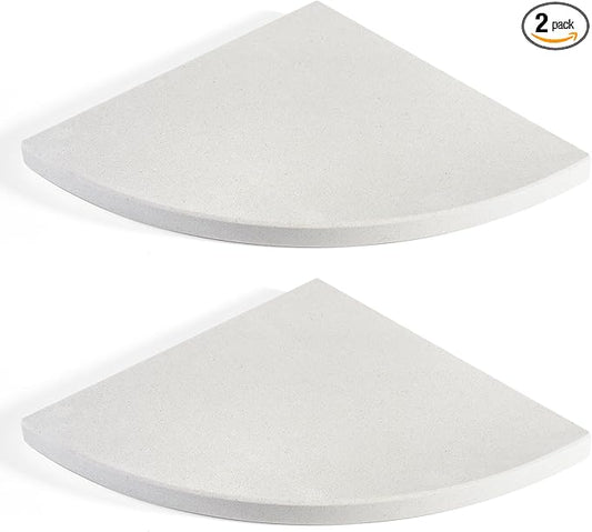 Koville 2 Pcs Wall Mounted White Marble Corner Shower Shelf for Bathroom, 10'' Polished Marble Corner Shelves for Bath, Stone Corner Shower Caddy - White Cliff (No Glue Included)