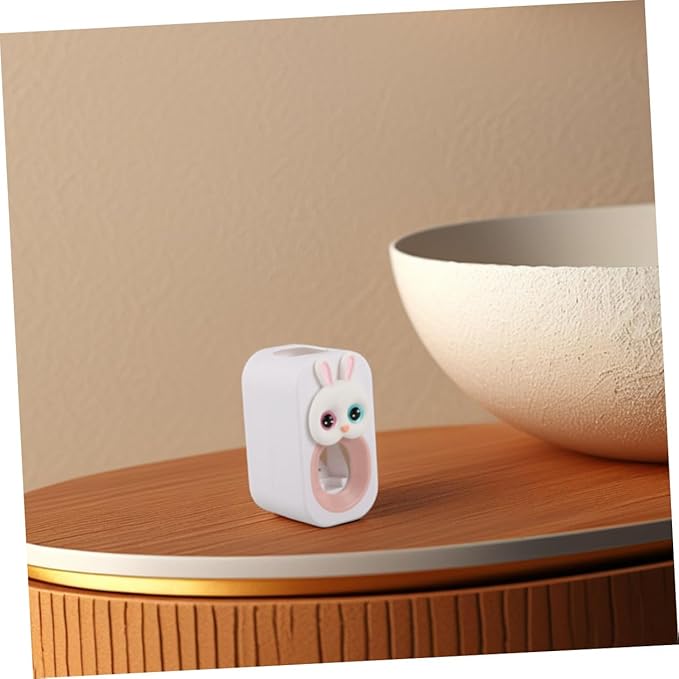 SAFIGLE 2pcs Automatic Toothpaste Pump for Boys and Girls Wall-Mounted Rabbit Dispenser Toothbrush Holder Sturdy Easy to Install Decor