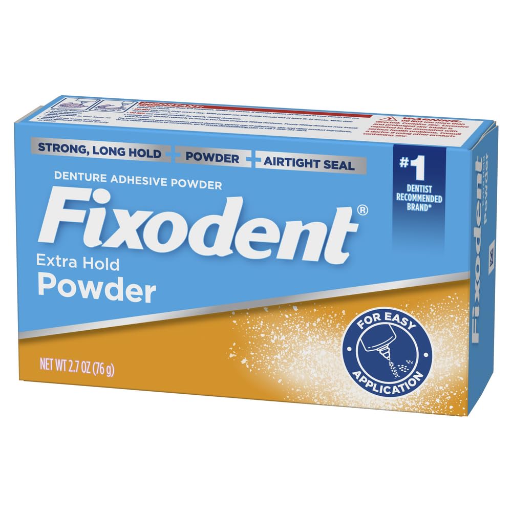 Fixodent Extra Hold Denture Adhesive Powder, 2.7 Ounce (Pack of 4)