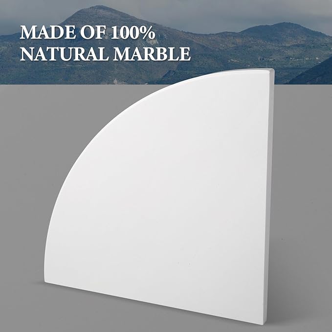 Koville White Natural Marble Corner Shelf, Wall Mounting Corner Shelf Organizers Storage for Bathroom Kitchen, Polished Marble Surface Wall Mounted Stone Shower Caddy for Bath