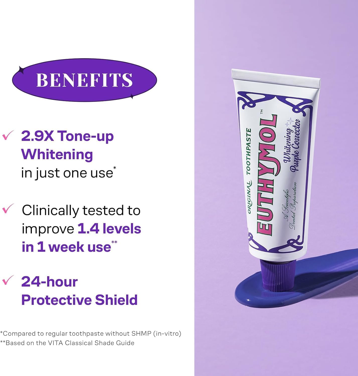 Euthymol Purple Whitening Toothpaste – for Yellow & Sensitive Teeth | Violet Tone-Up Formula, Instantly Brightens, 24H Stain Defense, Long-Lasting Fresh Breath (Pack of 2)