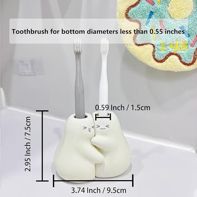 Ceramic Toothbrush Holder for Bathroom, Set of 2 Cute Tooth Brush Holders Pencil Holder for Bathroom Countertop Home Office Table Decor