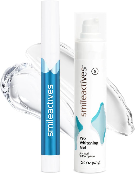 Smileactives Teeth Whitening Kit, Complete at Home Teeth Whitening Treatment, Travel Size Tooth Whitening, Stain Remover for White Teeth, Contains Clinical-Grade Hydrogen Peroxide, 60 Day Kit
