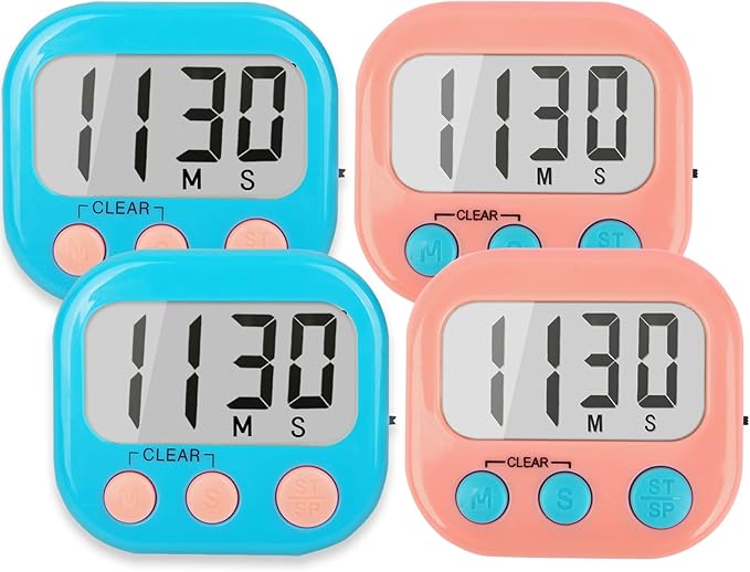 Classroom Timers for Teachers Kids Large Magnetic Digital Timer Teacher Supplies 4 Pack-Blue Pink