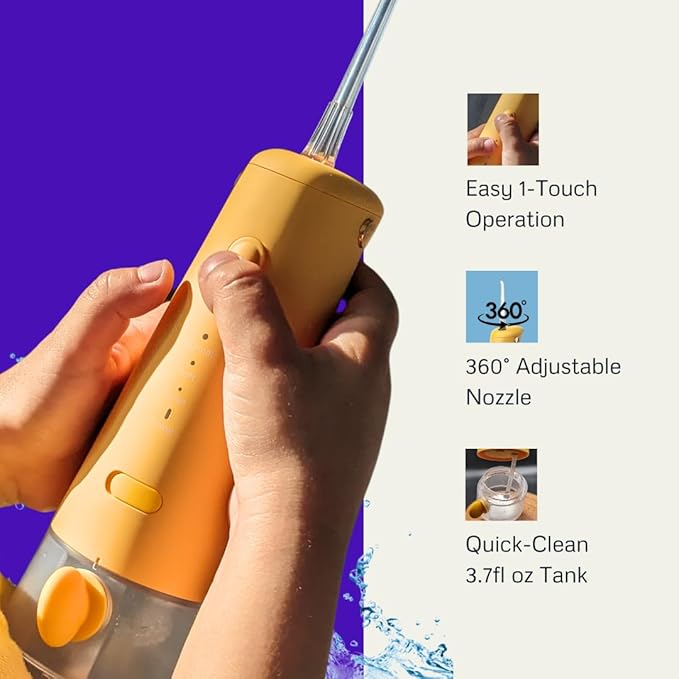Penguin Pip Kids' Premium Water Dental Flosser Cordless for Teeth, 3 Modes Dental Oral Irrigator, Soft Normal Pulse, Beginners, Braces, Robust Antislip IPX7 Waterproof Powerful Battery Life