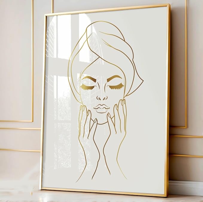 NATVVA 3 Pieces Beauty Procedures Wall Art Canvas Prints Beauty Treatment Makeup Poster Painting Pictures for Beauty Salon Fashion Studio Decor with Wooden Inner Frame