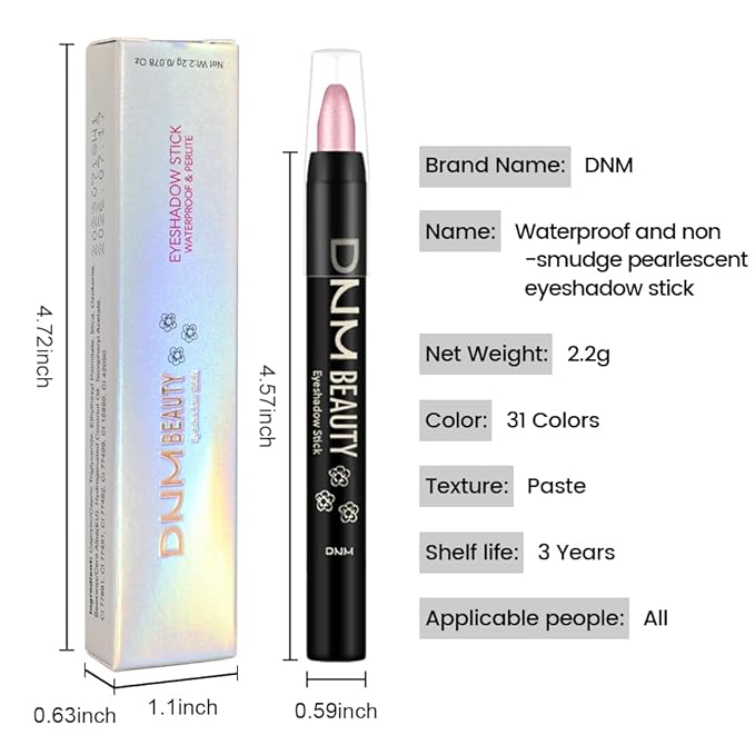 evpct Light Pink Shimmer Cream Eye Shadow Sticks Brightener Pencils for Women, Light Pink Silky Eyeshadow Applicator Stick Pen Waterproof, Blendable Crease-Proof Stick Eyeshadow Shimmer Eye Makeup 54