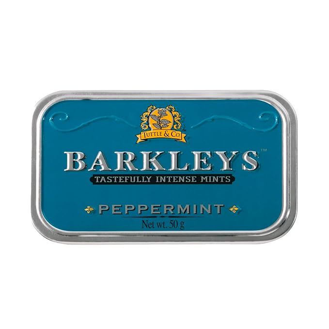 Barkleys Peppermint Breath Mints - Breath Mint, Mints Travel Size, After Dinner Mints, Peppermints Breath Freshener, Peppermint Candy in Reusable Classic Travel Tin, Vegan, 1 Pack - 50 Count Each